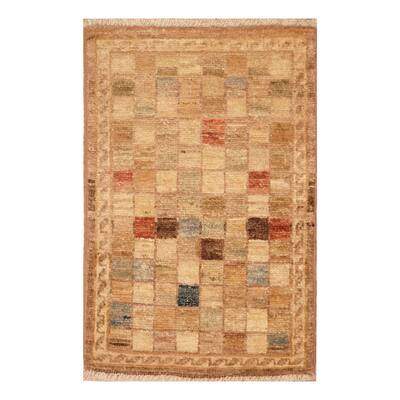 Handmade Herat Oriental Afghan Hand-knotted Vegetable Dye Wool Accent Rug (Afghanistan) - 1'4 x 2'