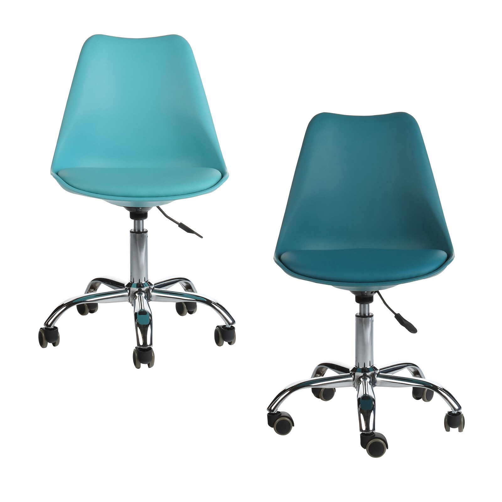 Shop Mid-Century Modern Teal Leather Office Task Chair - Free Shipping