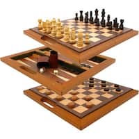 Deluxe Wooden 3-in-1 Chess, Backgammon & Checker Set