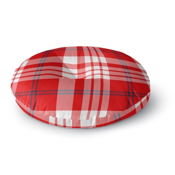 Kavka Designs Plaid Navy Red Red/White/Blue Floor Pillow