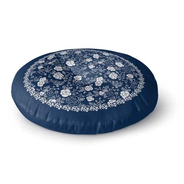Kavka Designs Blue Floral Blue/White Floor Pillow