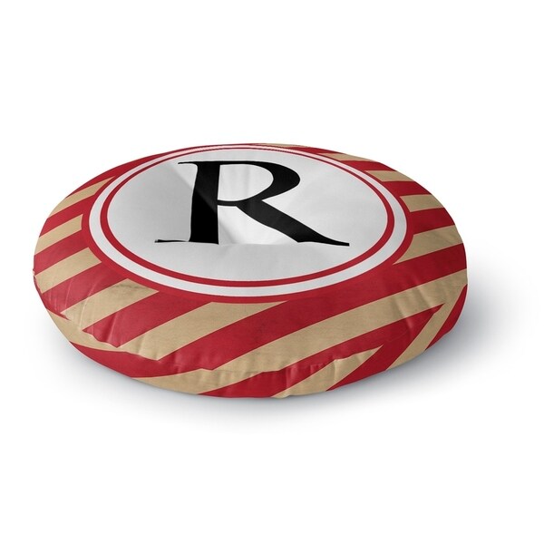 Kavka Designs Monogram Letter R Red/Ivory Floor Pillow