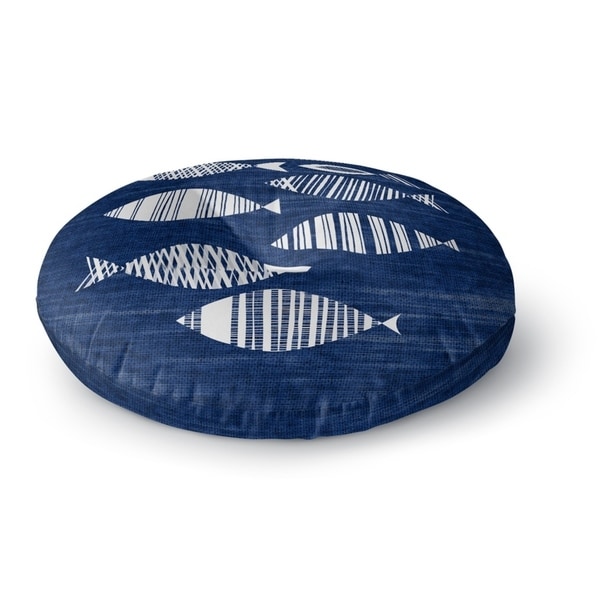 Kavka Designs Fish Blue/Ivory Floor Pillow