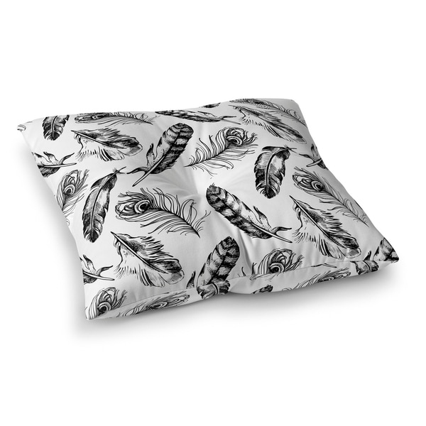 Kavka Designs Feathers Black/White Floor Pillow
