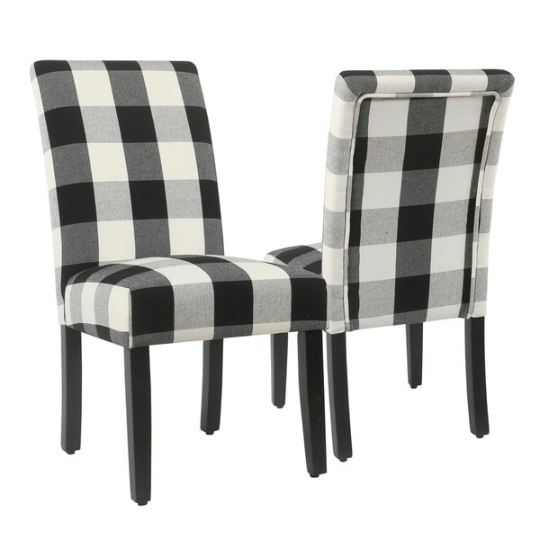 Shop HomePop Black Plaid Parsons Dining Chair (Set of 2) - On Sale - Overstock - 18097044