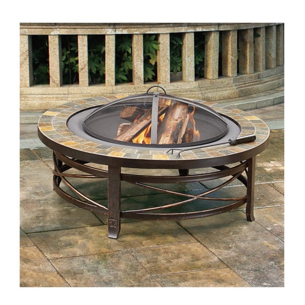 Shop 40 Burlington Steel Fire Pit With Slate Top Overstock