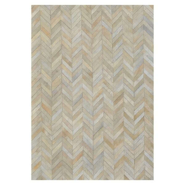 Kavka Designs Hand Sched Patchwork Ivory Stripes Cowhide Rug Kavka Designs Hand Sched Patchwork Ivory Stripes Cowhide Rug 8 X27 X 10