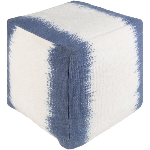 Acerra Modern Abstract Denim 18" Pouf