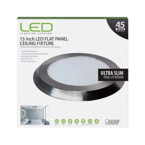 FEIT Electric LED Flat Panel Nickel Ceiling Fixture 15 in. D x 1 in. H x 15 in. W. Opens flyout.
