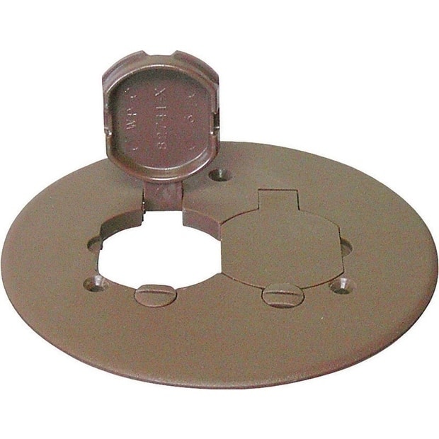 Cantex Round PVC 2 gang Duplex Floor Box Cover For Duplex Receptacle Bronze