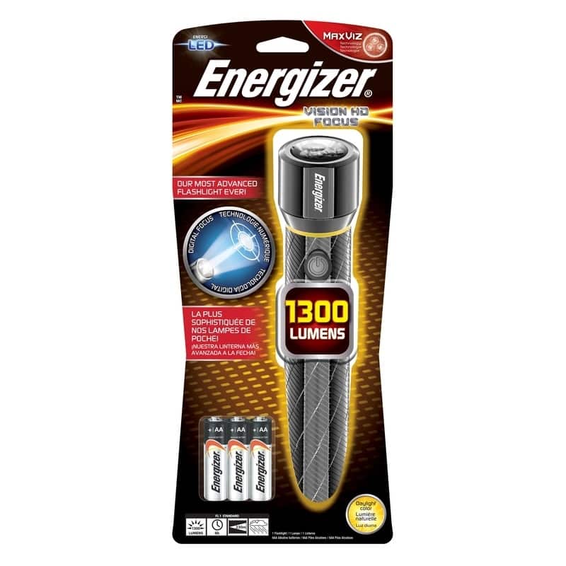 Energizer Vision HD 1300 lumens Flashlight LED AA Black