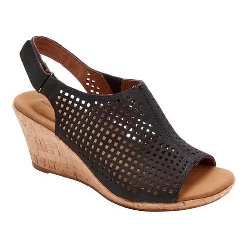 Women's Rockport Briah Perfed Slingback Black Nubuck