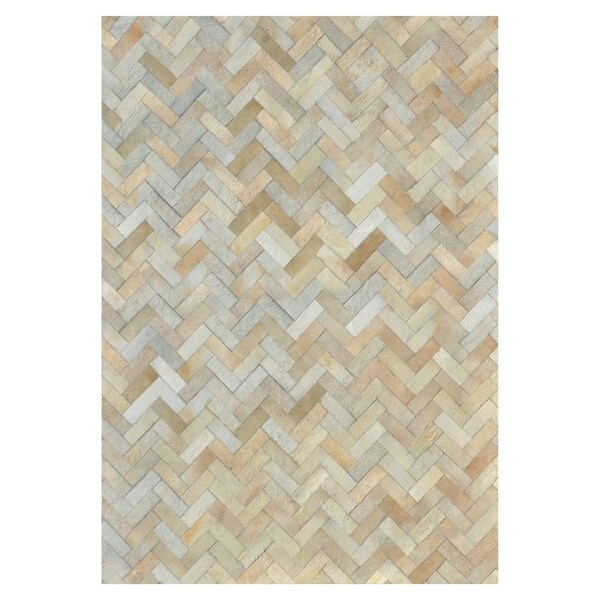 Kavka Designs Hand Sched Patchwork Chevron Ivory Cowhide Rug Kavka Designs Hand Sched Patchwork Chevron Ivory Cowhide Rug 5 X27 X 7
