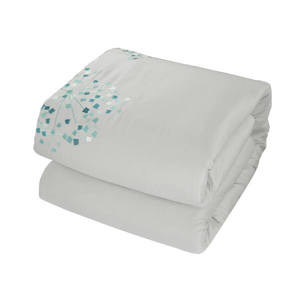 Shop Chic Home Shea 12 Piece Grey And Turquoise Embroidered Floral