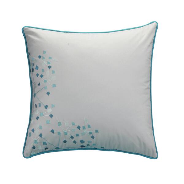 Shop Chic Home Shea 12 Piece Grey And Turquoise Embroidered Floral