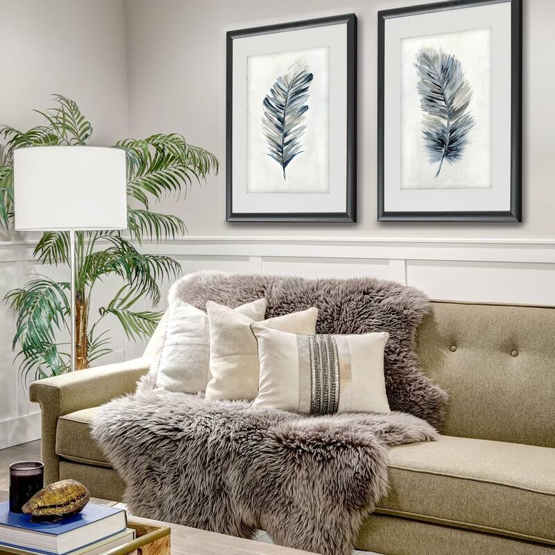 Soft Feathers -2 Piece Set - Black - Wood