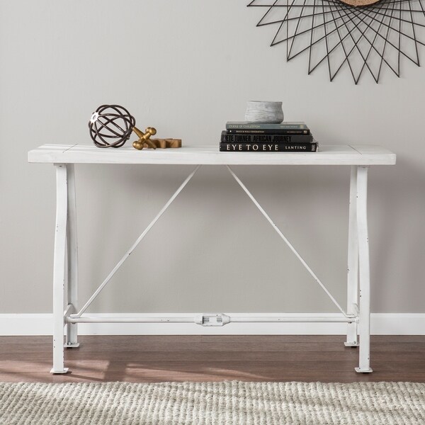 Carbon Loft Edelman Farmhouse Style Distressed White Console Carbon Loft Edelman Farmhouse Style Distressed White Console Table