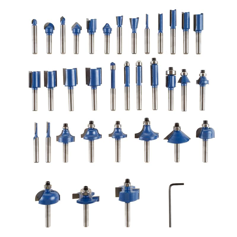 35-Piece Router Bits Set - Carbide Woodworking Tool Kit - Includes ...