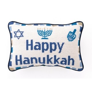 Happy Hanukkah Needlepoint Pillow - Overstock - 18100694