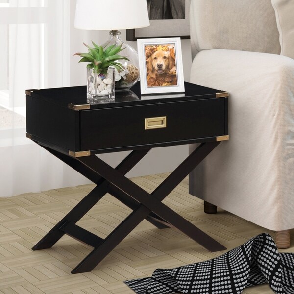 Furniture of America Yore Contemporary Solid Wood 1-drawer End Table. Opens flyout.