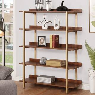 Gold Bookshelves Bookcases For Less Furniture Of America Rayna I Contemporary Light Walnut Finished Veneer And Goldtone