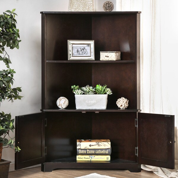 Furniture of america varl contemporary solid wood corner bookshelf discount