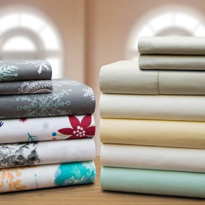 Celeste Home 190 GSM Cotton Heavy Weight Flannel Velvet Feel Bed Sheet Set