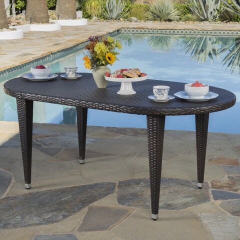 Dominica Outdoor Oval Wicker 69-inch Wicker Dining Table by Christopher Knight Home - 69.30"L x 38.20"W x 30.00"H