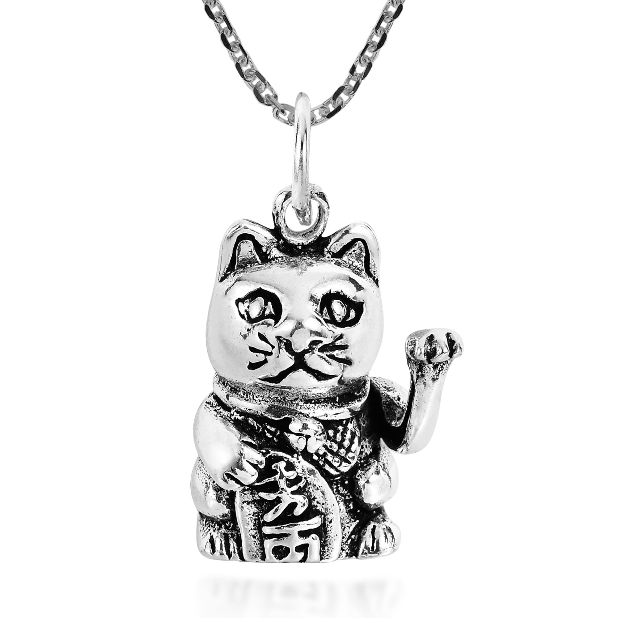 silver lucky cat