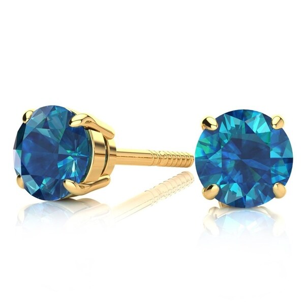 1 2 Carat Tdw Blue Diamond Stud Earrings In 14 Karat Yellow 1 2 Carat Tdw Blue Diamond Stud Earrings In 14 Karat Yellow Gold