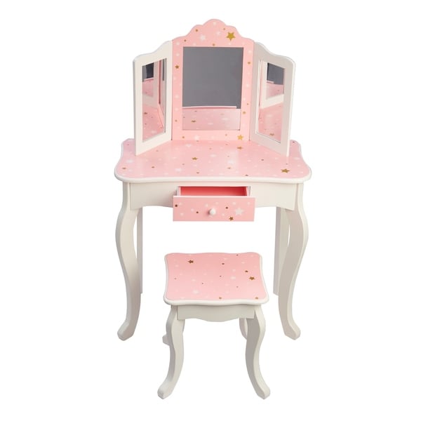 gisele vanity table and stool set with mirror