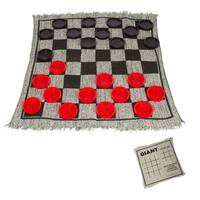 25" Square Giant Checkers Game Rug by Trademark Innovations - Black