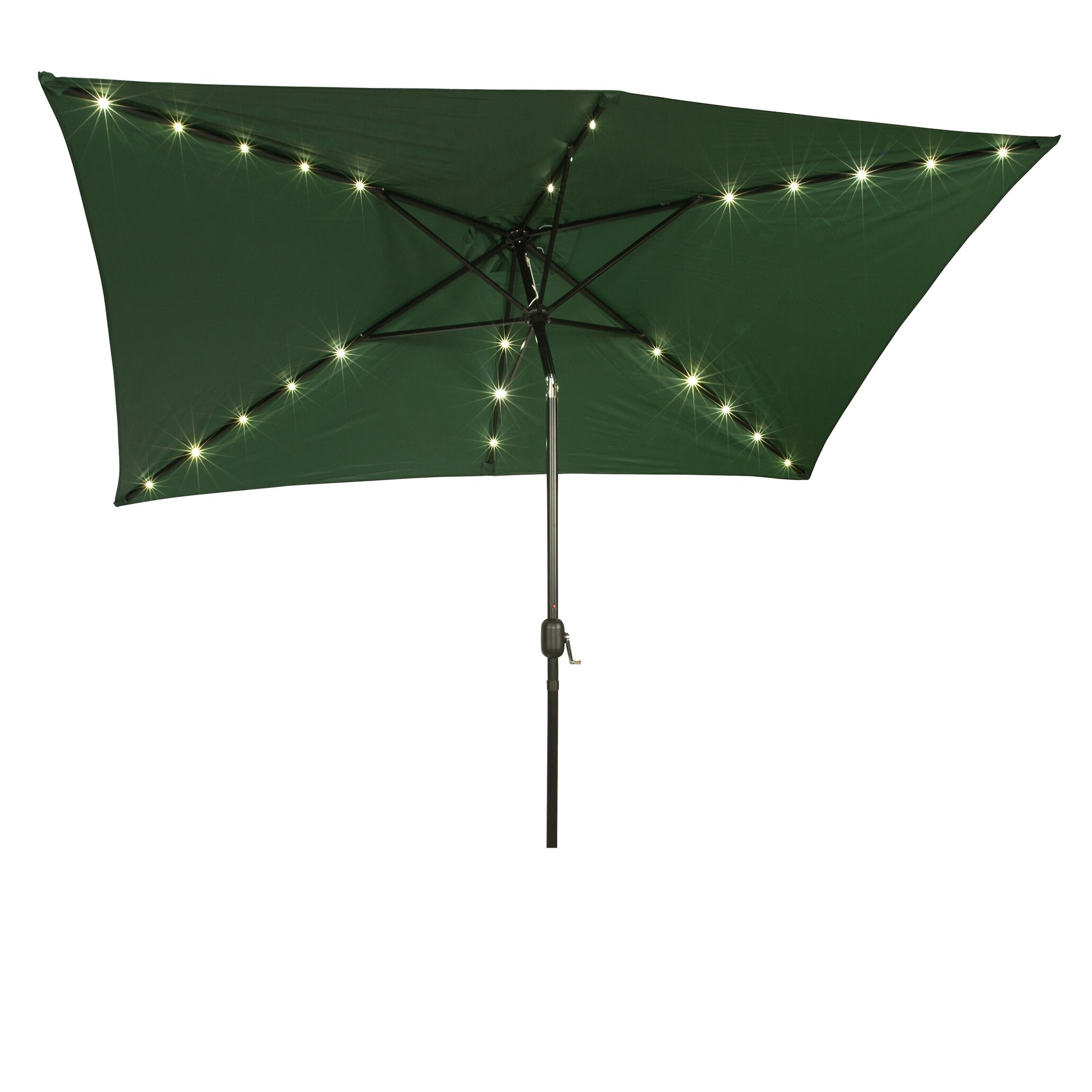 Shop Rectangular Solar Powered Led Lighted Patio Umbrella 10 X 6 5 By Trademark Innovations Green Overstock 18104781