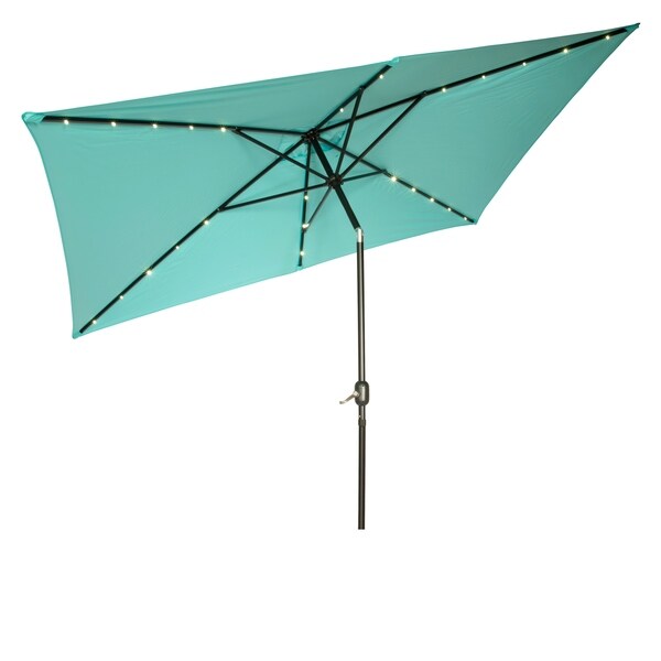 Shop Black Friday Deals On Rectangular Solar Powered Led Lighted Patio Umbrella 10 X 6 5 By Trademark Innovations Teal Overstock 18104791