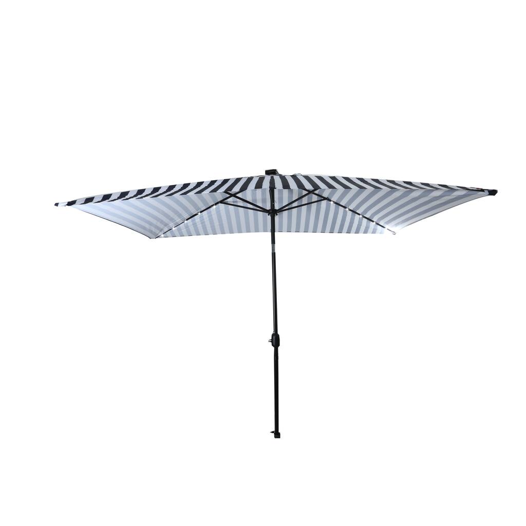 Rectangular Solar Powered LED Lighted Patio Umbrella - 10' x 6.5' - By Trademark Innovations (Blue Stripe)