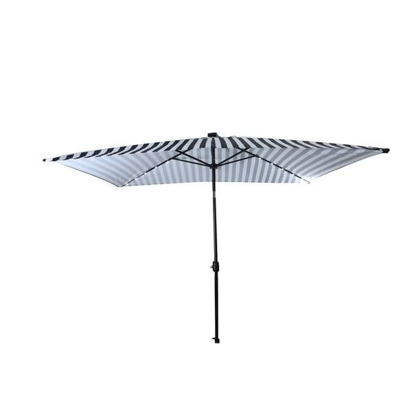 Shop Black Friday Deals On Rectangular Solar Powered Led Lighted Patio Umbrella 10 X 6 5 By Trademark Innovations Blue Stripe Overstock 18104804