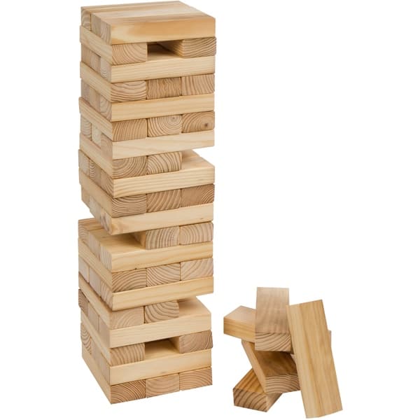 We Games Wood Block Stacking Party Game That Tumbles Down When You Play -  Includes 12 In. Wooden Box And Die : Target