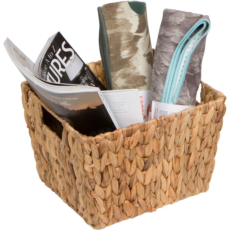 11.5" Hyacinth Storage Basket with Handles, Rectangular, by Trademark Innovations