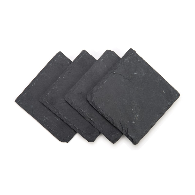 Slate Drink Coasters - Set of 4 - 4" x 4" By Trademark Innovations
