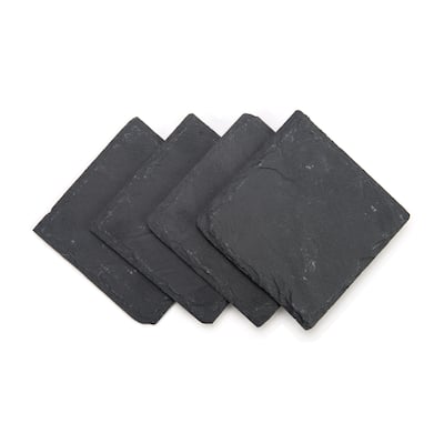 Slate Drink Coasters - Set of 4 - 4" x 4" By Trademark Innovations