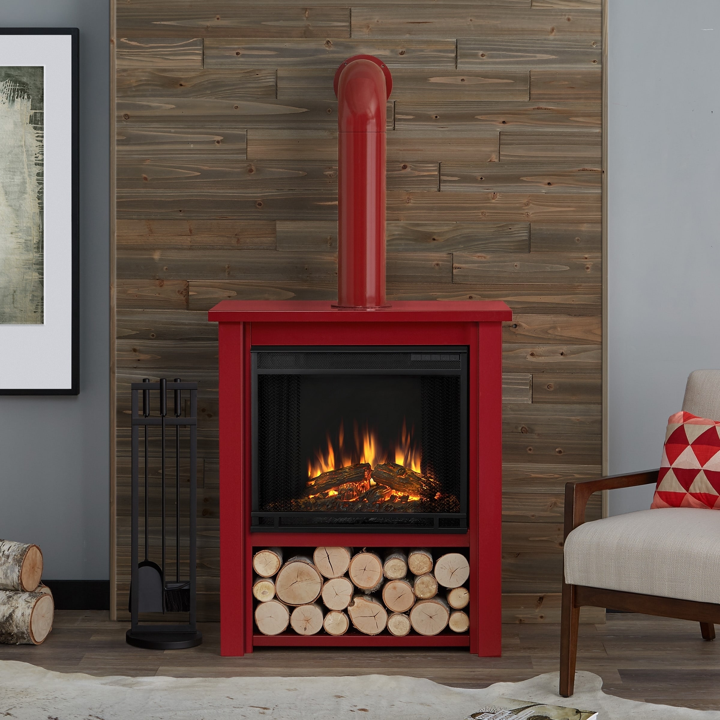 Real Flame Hollis Electric Fireplace Red | eBay This electric fireplace uses a 1