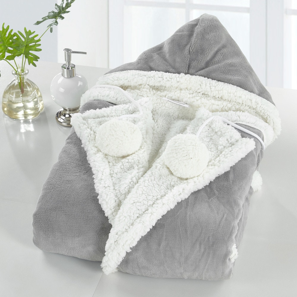 Shatex Gray Wearable Blanket with Sleeves Soft Fleece Snuggle