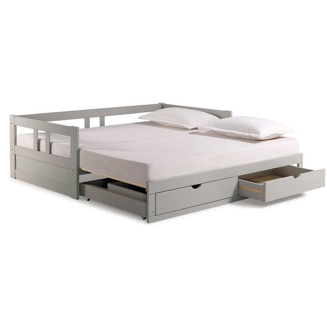 Melody Expandable TwintoKing Trundle Daybed with Storage Drawers On