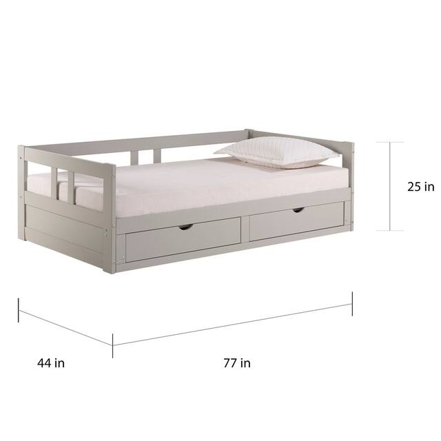 Melody Expandable Twin-to-King Trundle Daybed with Storage Drawers