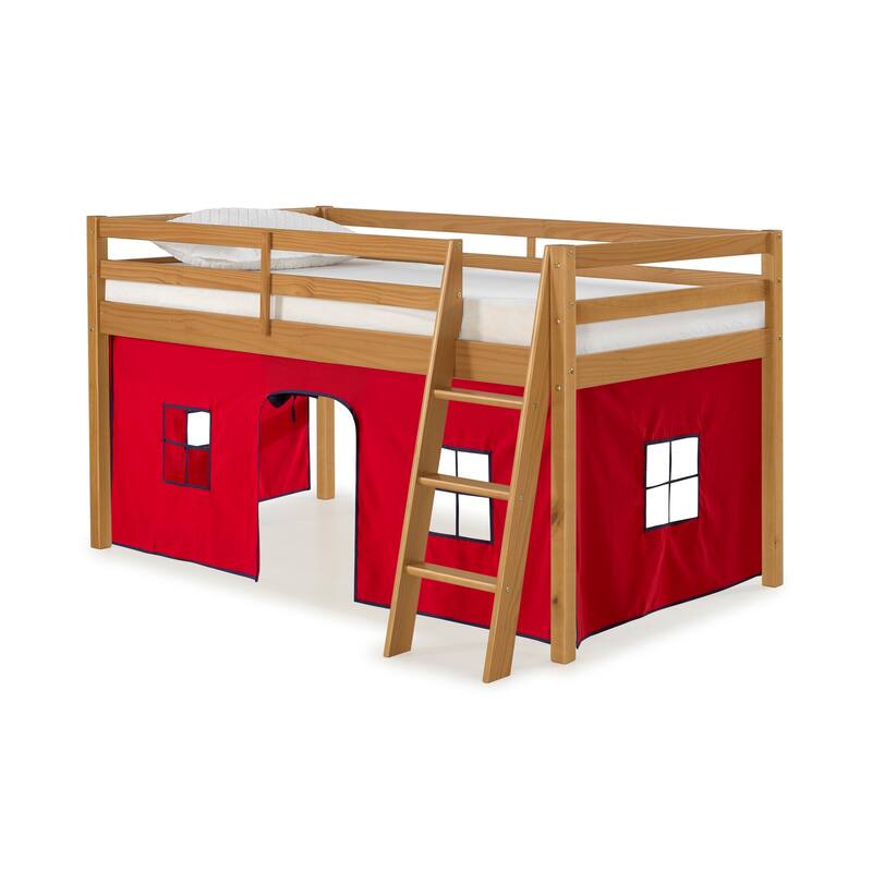 Roxy Twin Junior Loft Solid Wood Bed with Playhouse Tent