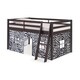 preview thumbnail 18 of 31, Roxy Twin Junior Loft Solid Wood Bed with Playhouse Tent Espresso Zebra