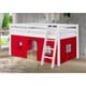 preview thumbnail 30 of 31, Roxy Twin Junior Loft Solid Wood Bed with Playhouse Tent White Red Blue