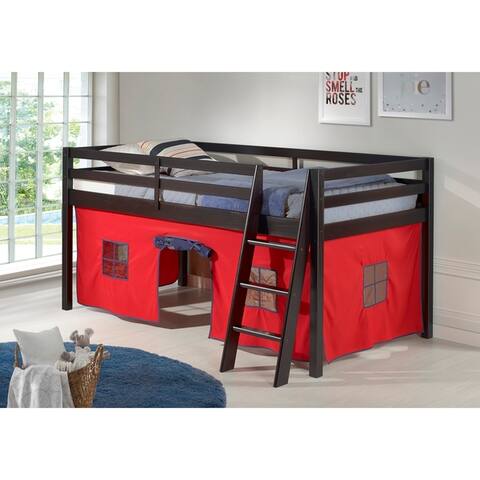 Roxy Twin Junior Loft Solid Wood Bed with Playhouse Tent