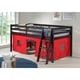 preview thumbnail 7 of 31, Roxy Twin Junior Loft Solid Wood Bed with Playhouse Tent Espresso Red Blue