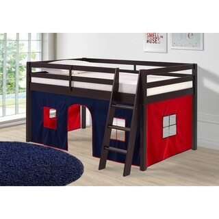 Roxy White Wood Twin Junior Loft Bed White Tent